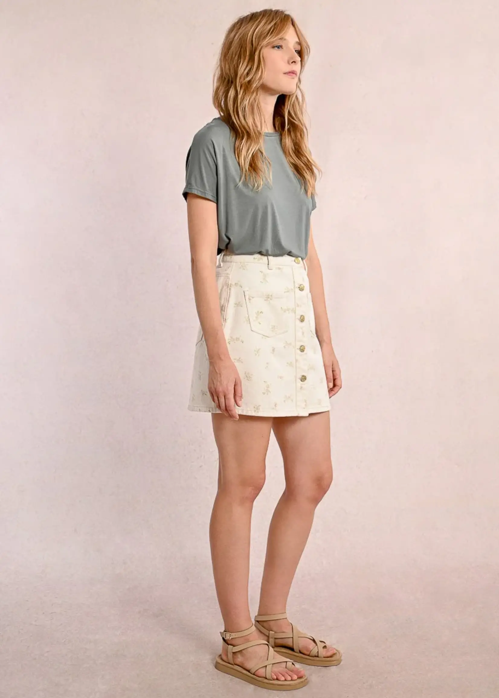 Floral Denim Skirt