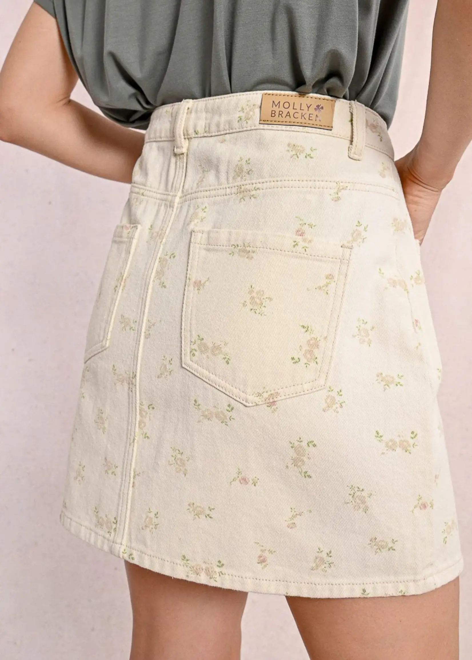 Floral Denim Skirt