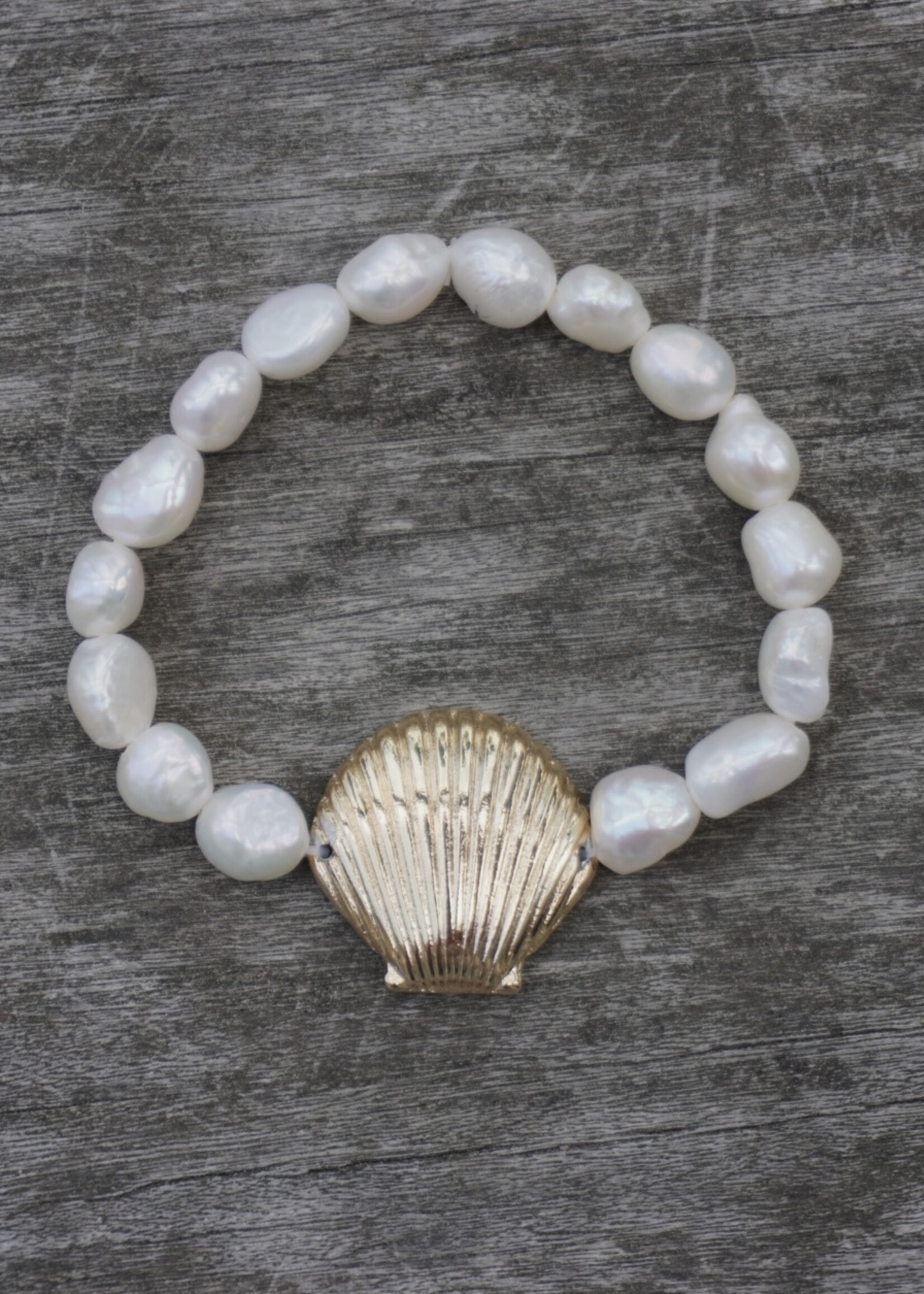 SCALLOP SHELL PEARL BEAD BRACELET