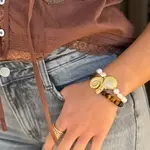 NAUTILUS SHELL/STONE BEAD BRACELET - Tiger's Eye