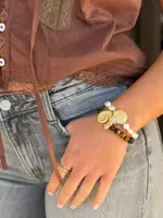 NAUTILUS SHELL/STONE BEAD BRACELET - Tiger's Eye