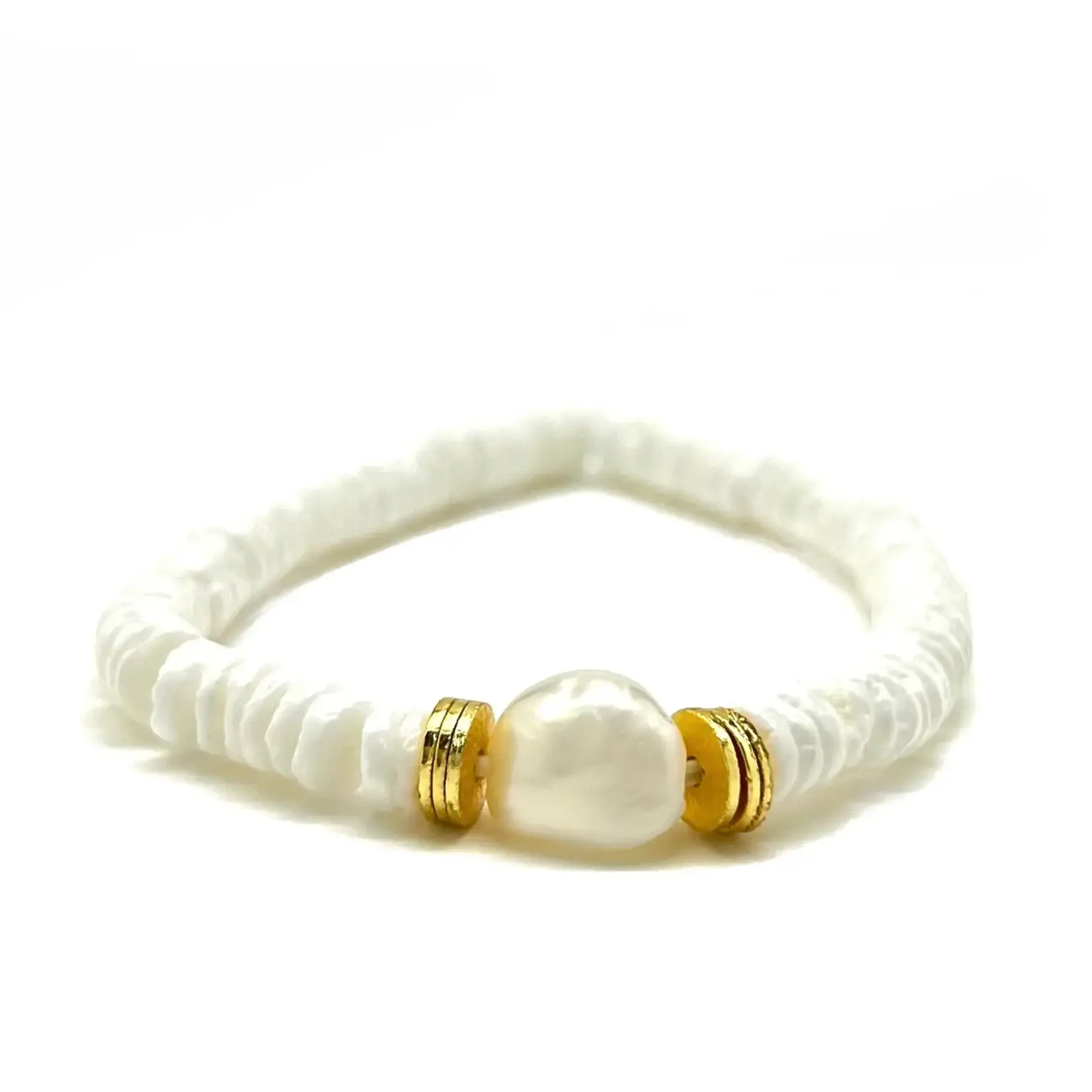 Pearl Small Heishi Stretch Bracelet