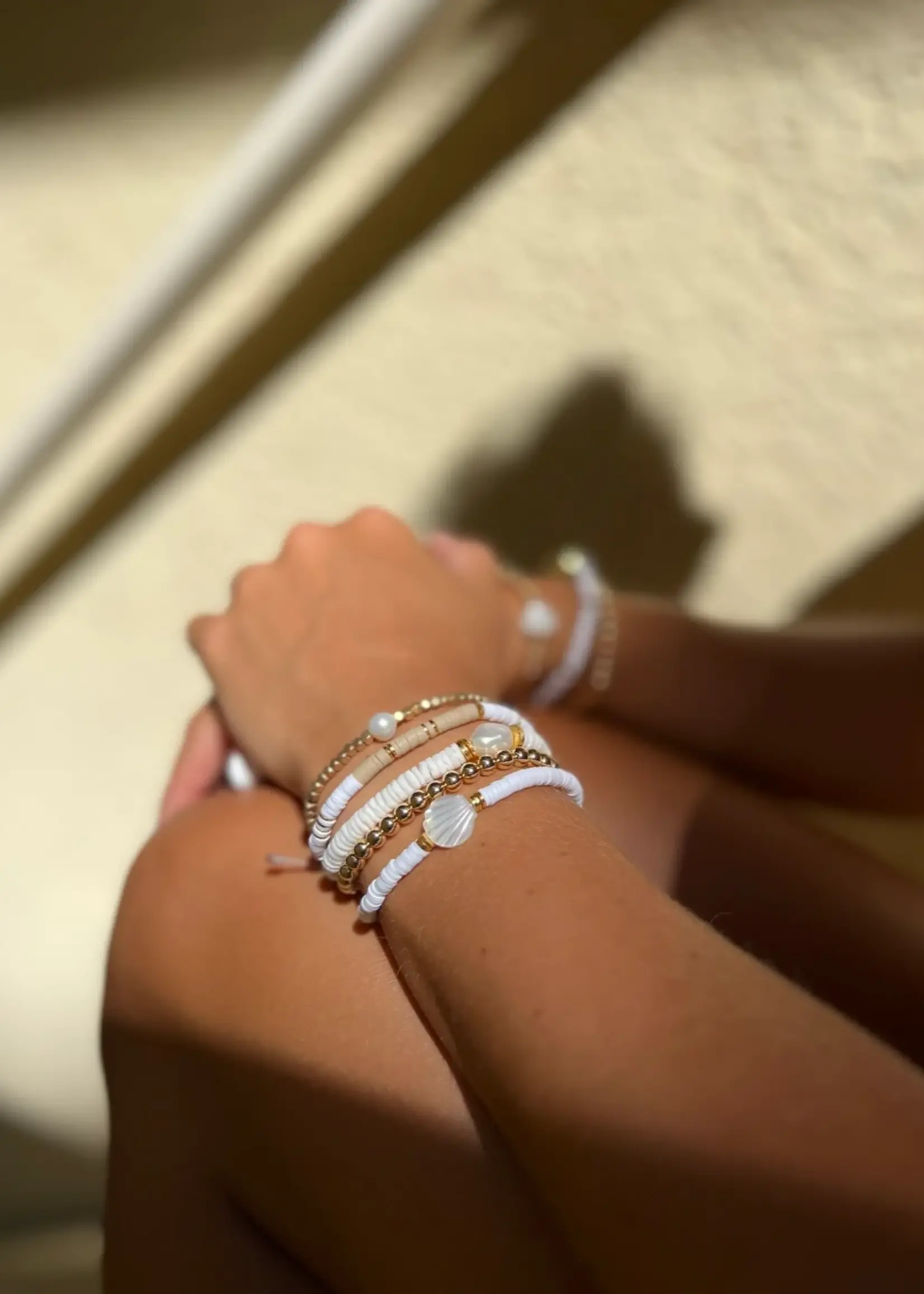 Pearl Small Heishi Stretch Bracelet