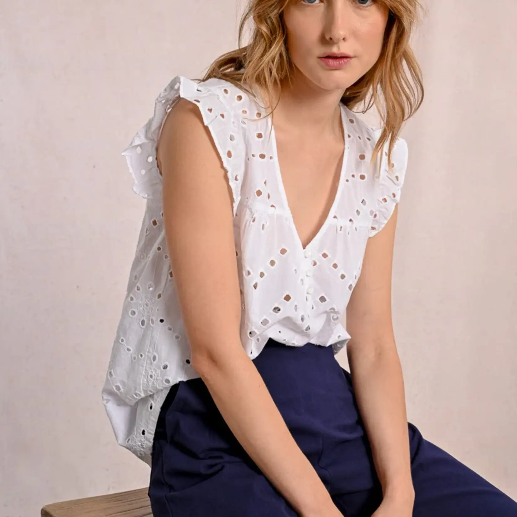 Openwork embroidered Top