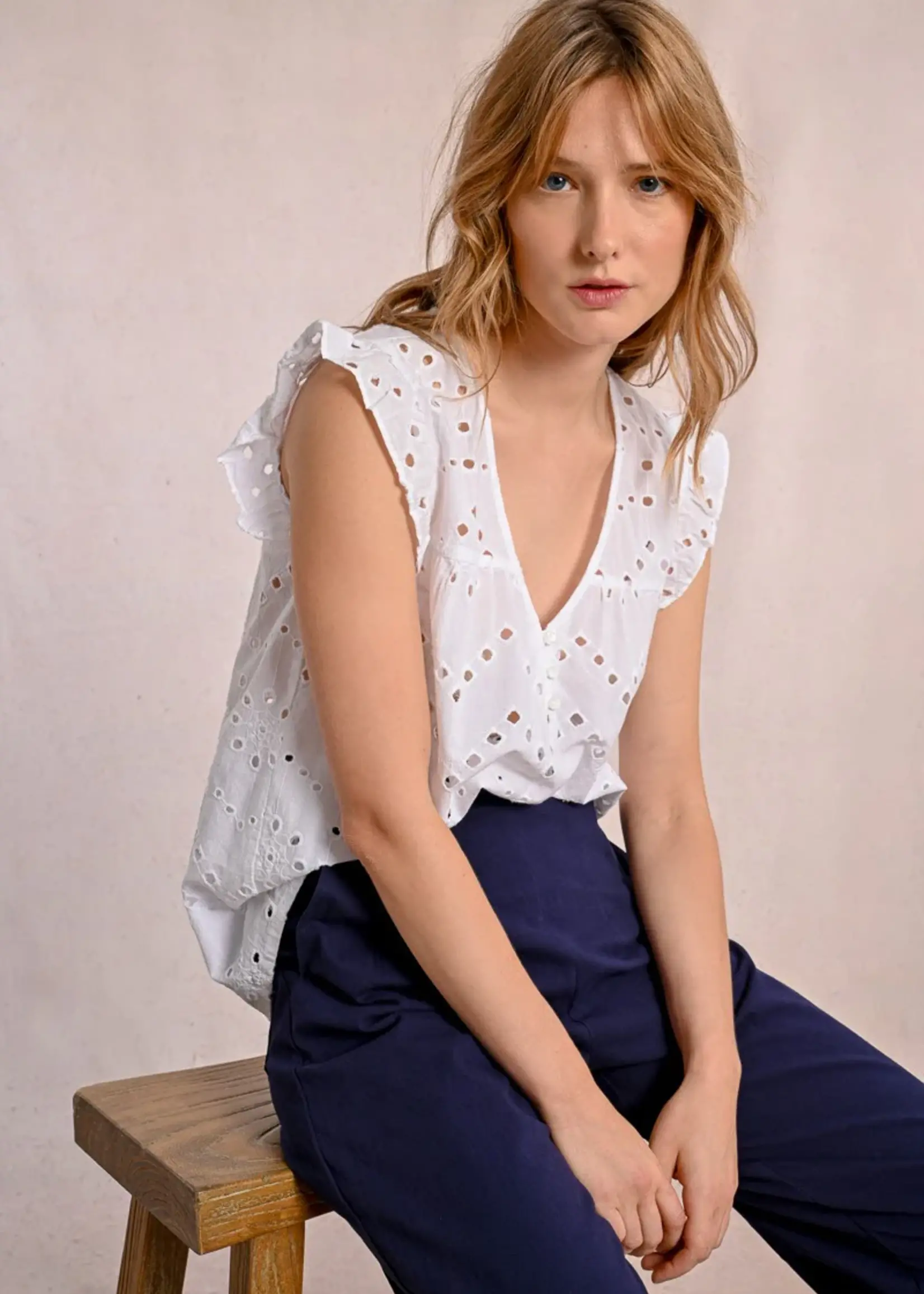 Openwork embroidered Top