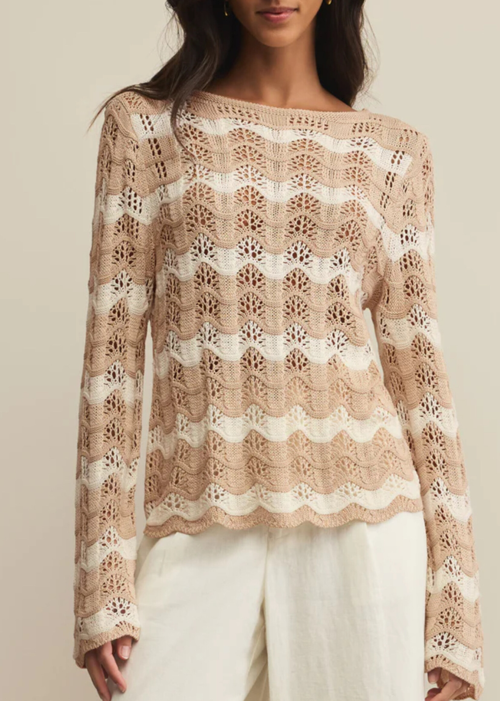 Z Supply Azura Stripe Crochet Sweater