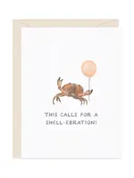 Shell-Ebration Crab — Coastal Pun Congrats Card
