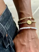 Cross Heishi Bracelet White/Gold