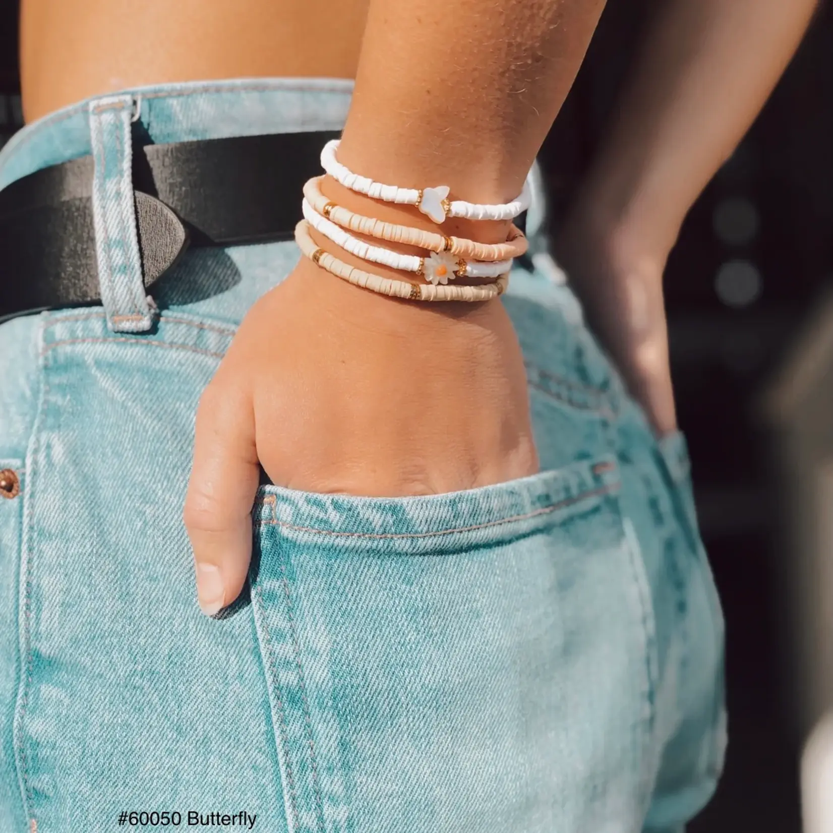 Mother of Pearl Butterfly Heishi Bracelet