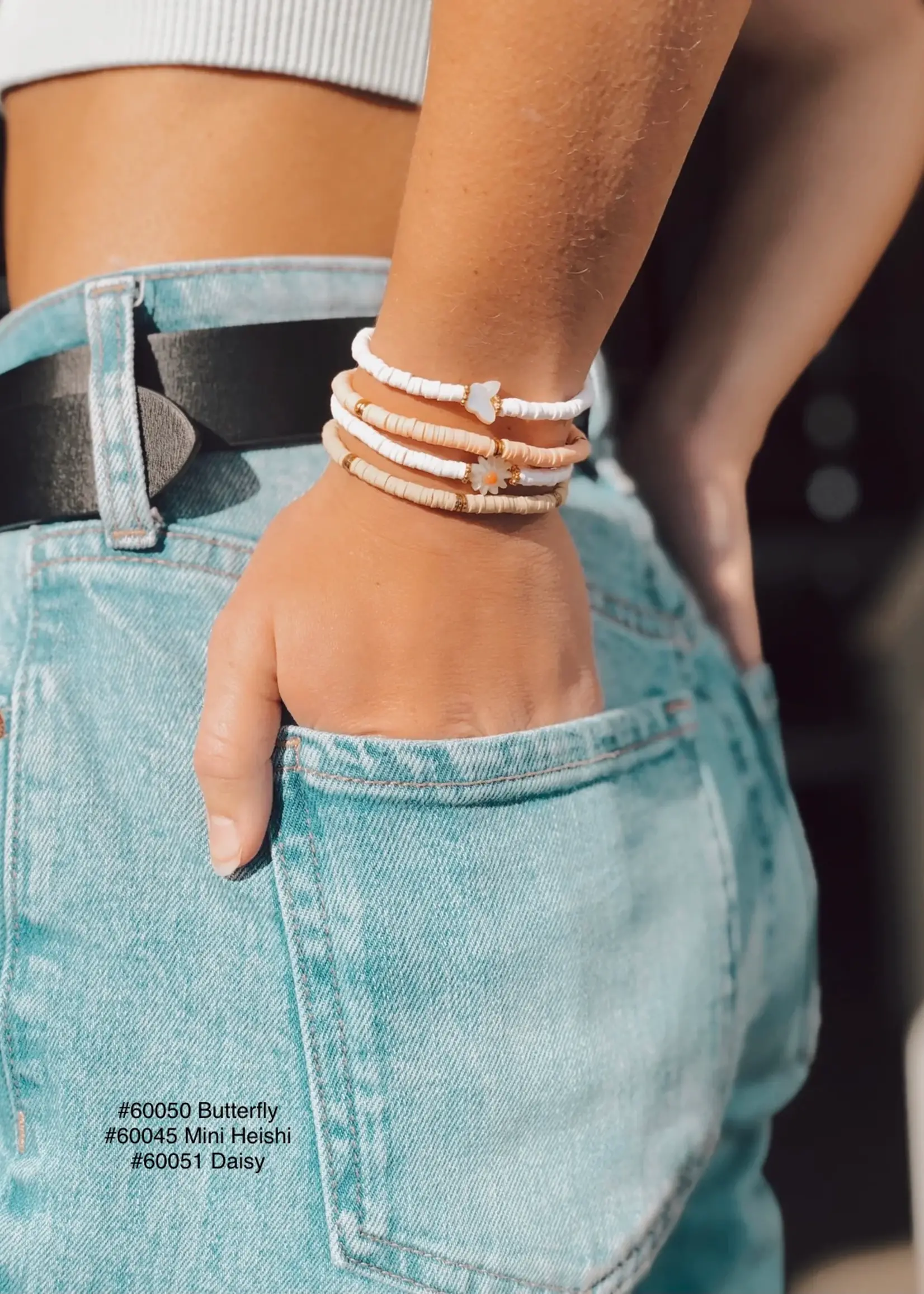 Mother of Pearl Butterfly Heishi Bracelet