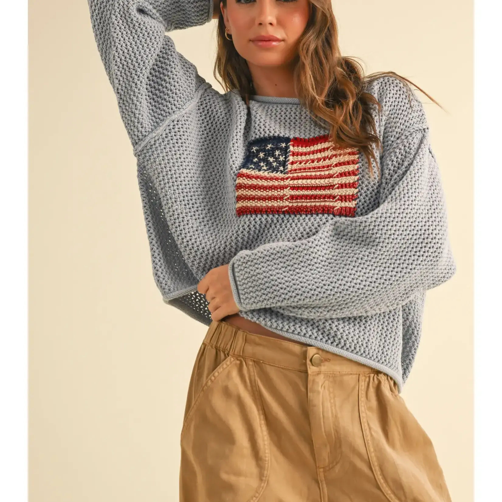 Flag Knitted Sweater Top