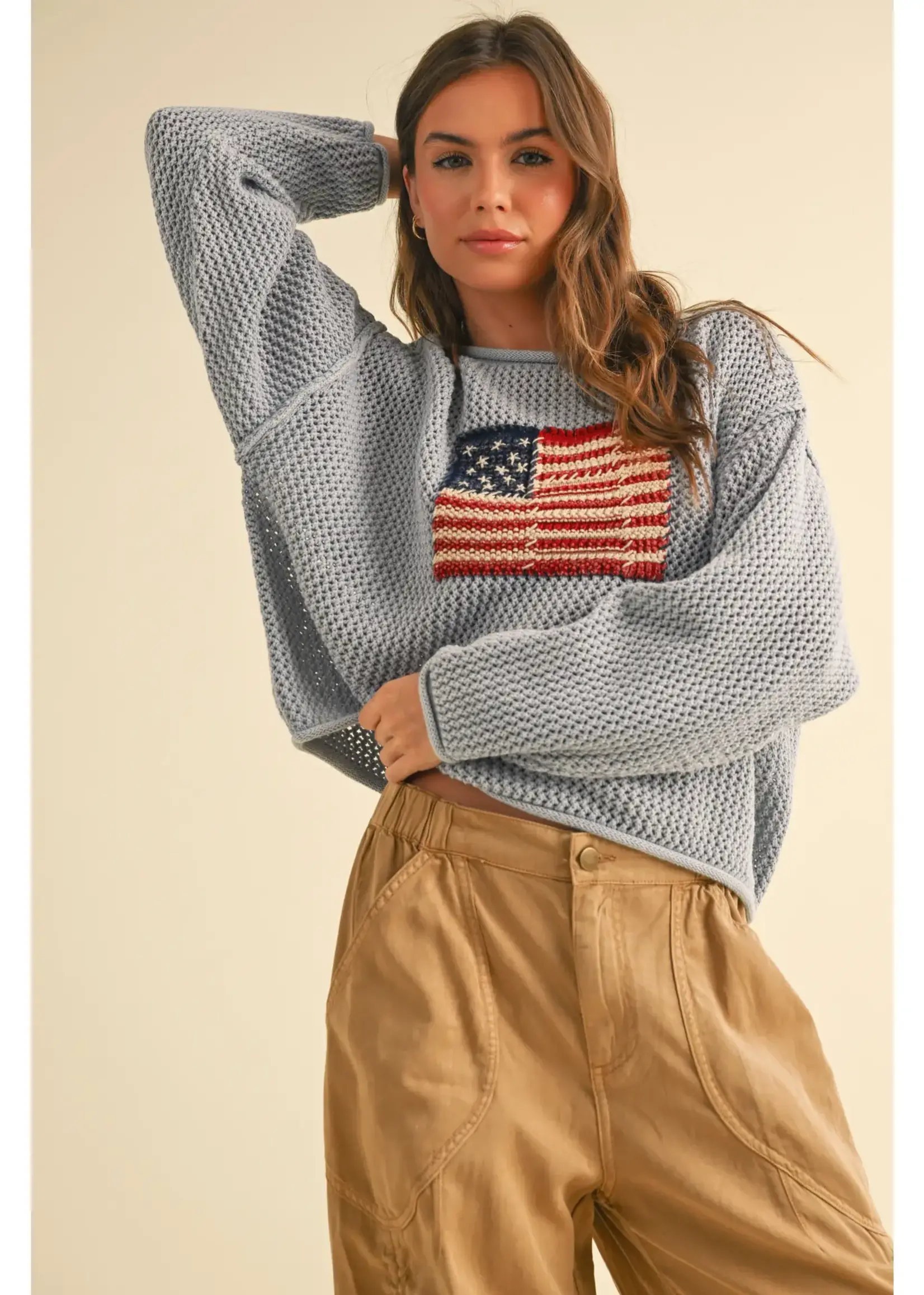 Flag Knitted Sweater Top