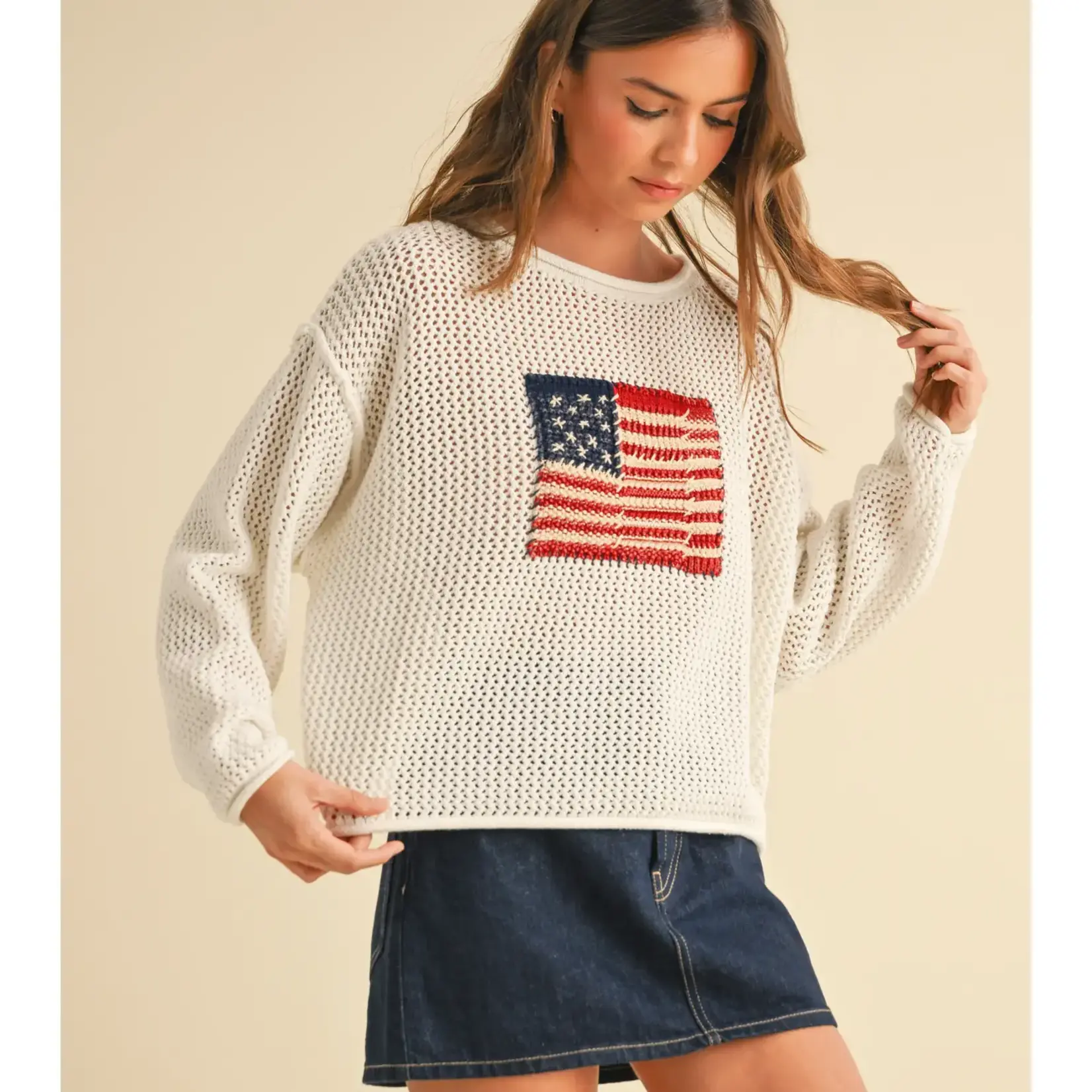 Flag Knitted Sweater Top