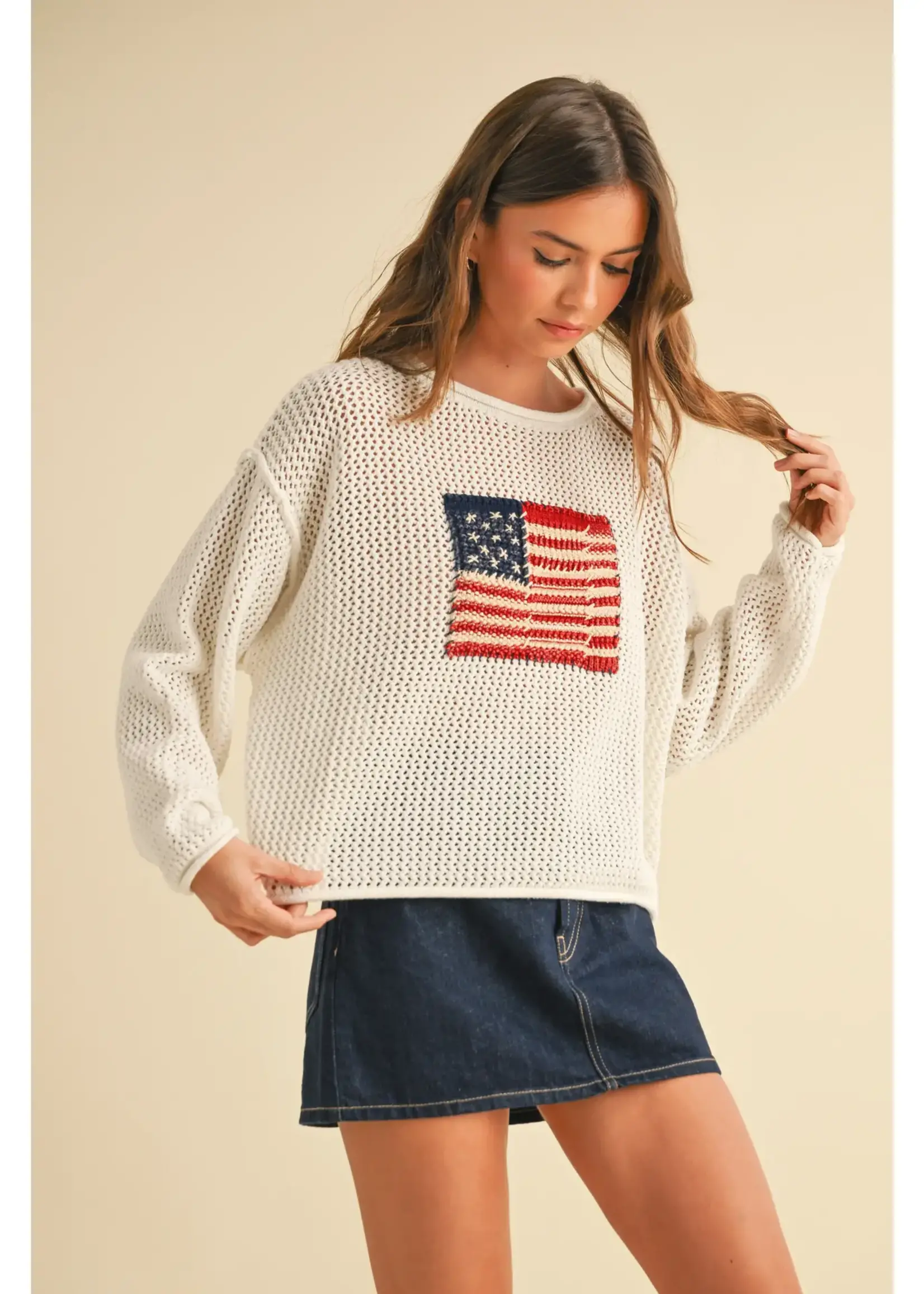 Flag Knitted Sweater Top