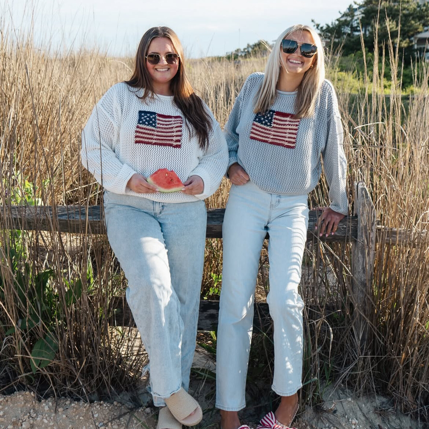 Flag Knitted Sweater Top