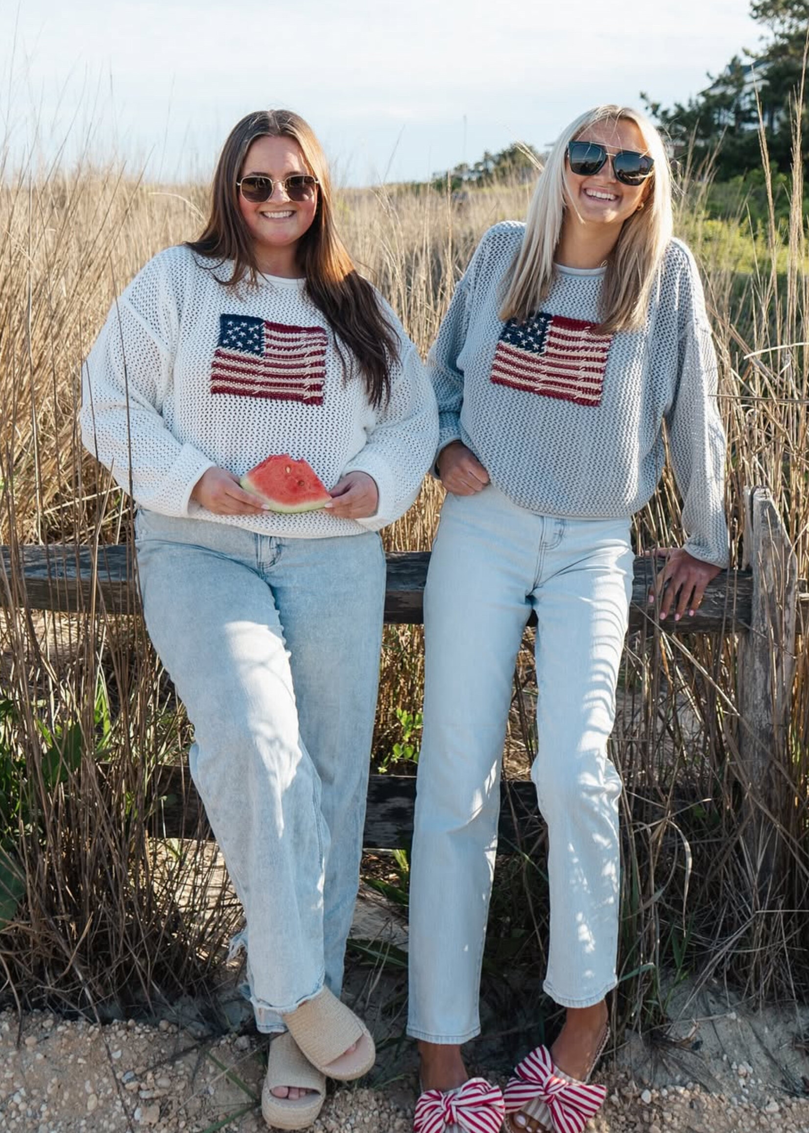Flag Knitted Sweater Top