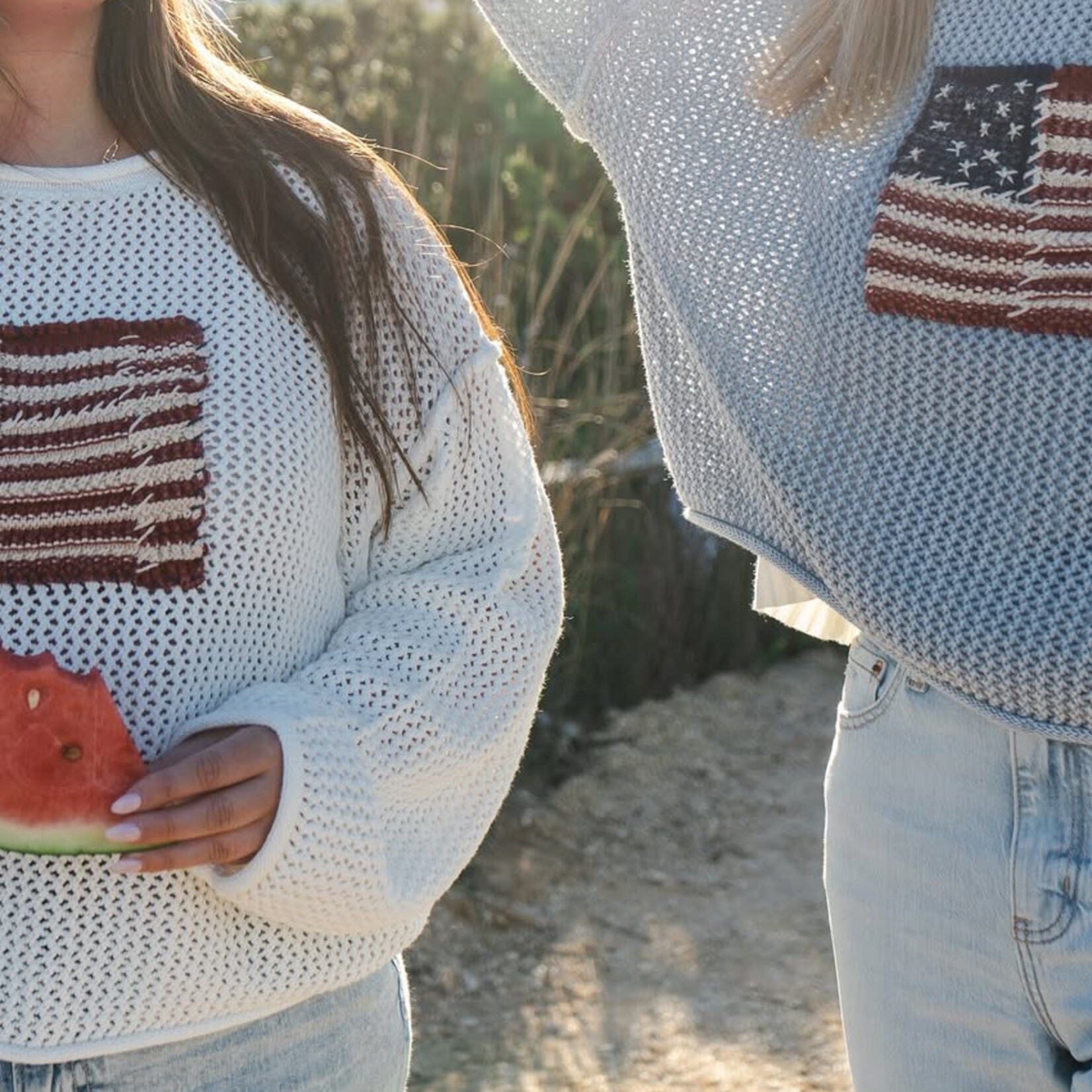 Flag Knitted Sweater Top
