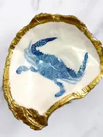 Grit & Grace Decoupage Oyster Jewelry Dish Speckled Crab