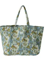 Bonheur du Jour Vishnu blue printed floral Indian bag