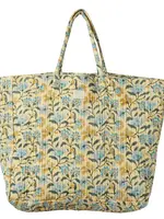 Bonheur du Jour Large bag with Indian flower print, Bohemian chamomile