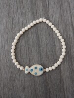 Silver Girl Jewelry Glass Fish Bead Bracelet Cream