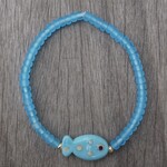 Silver Girl Jewelry Glass Fish Bead Bracelet Turquoise