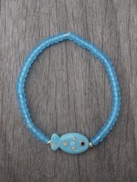 Silver Girl Jewelry Glass Fish Bead Bracelet Turquoise
