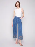 Border Embroidery Flower Pant