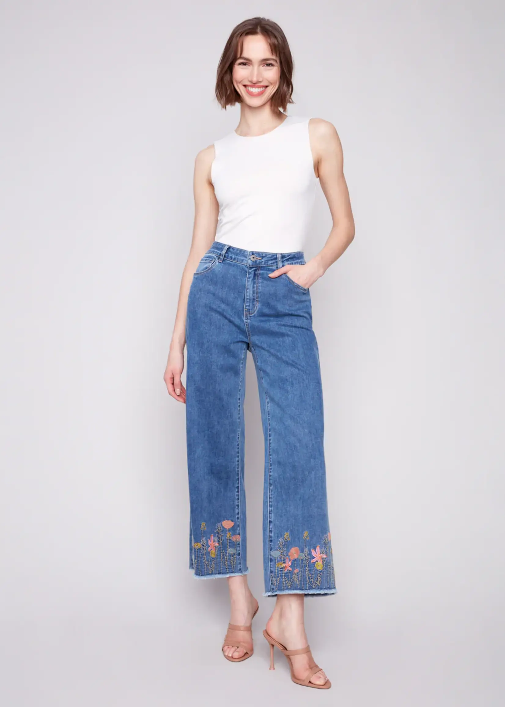 Border Embroidery Flower Pant