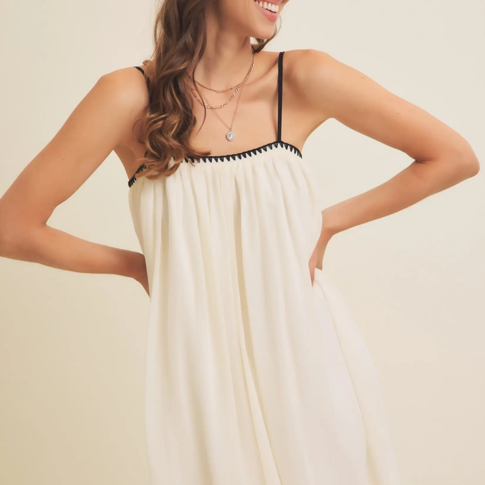 Embroidery Cami Mini Dress