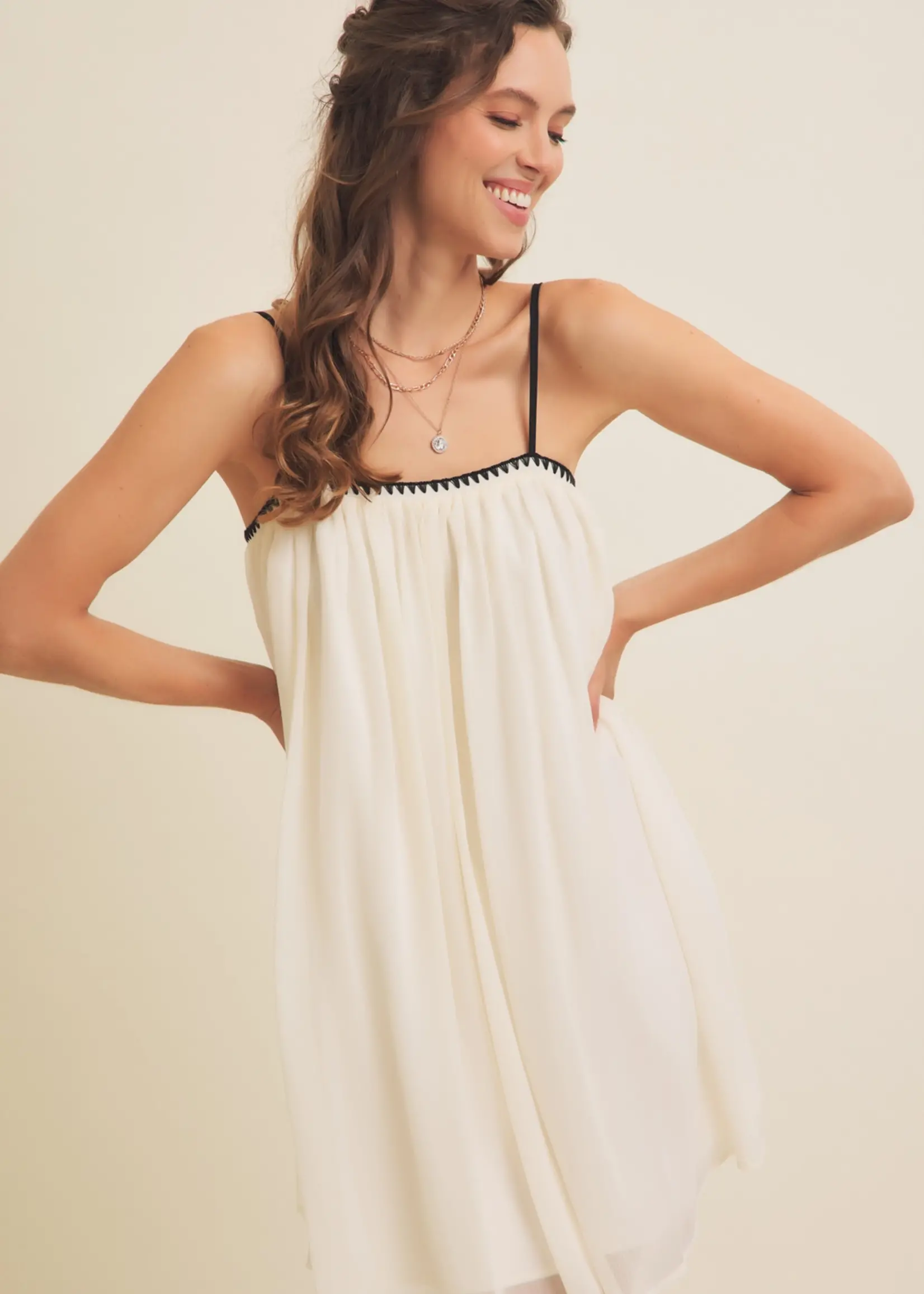 Embroidery Cami Mini Dress