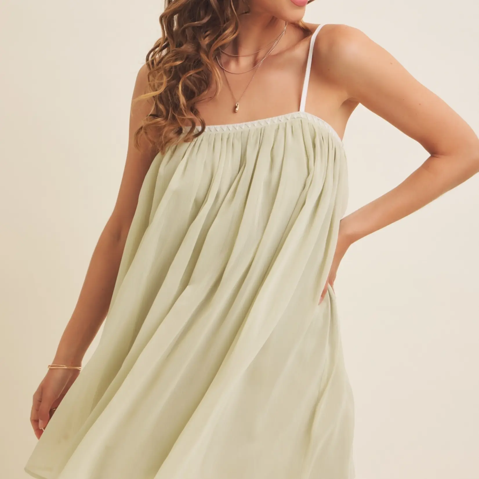 Embroidery Cami Mini Dress