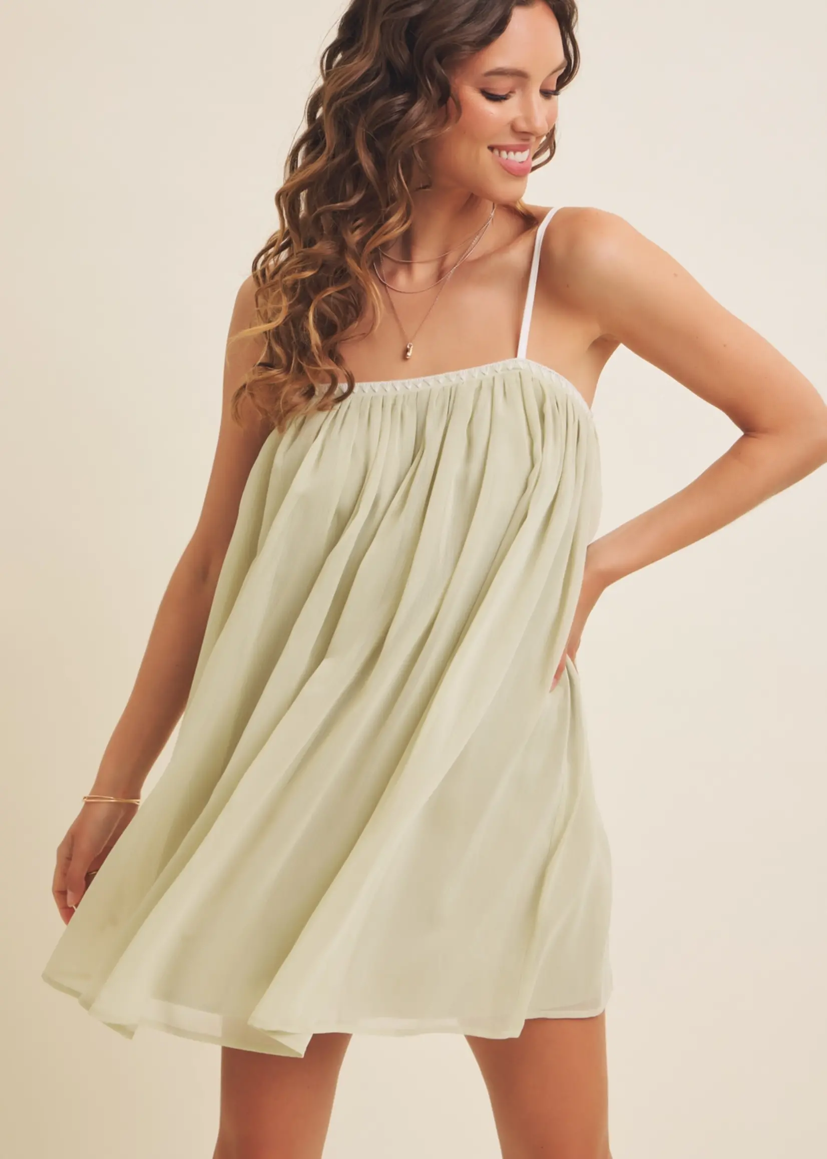 Embroidery Cami Mini Dress