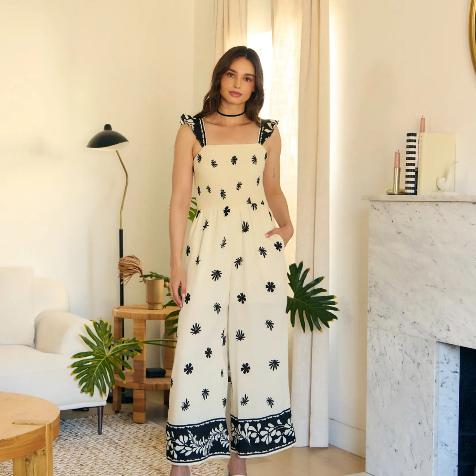 Jumpsuit with Ruffled Straps