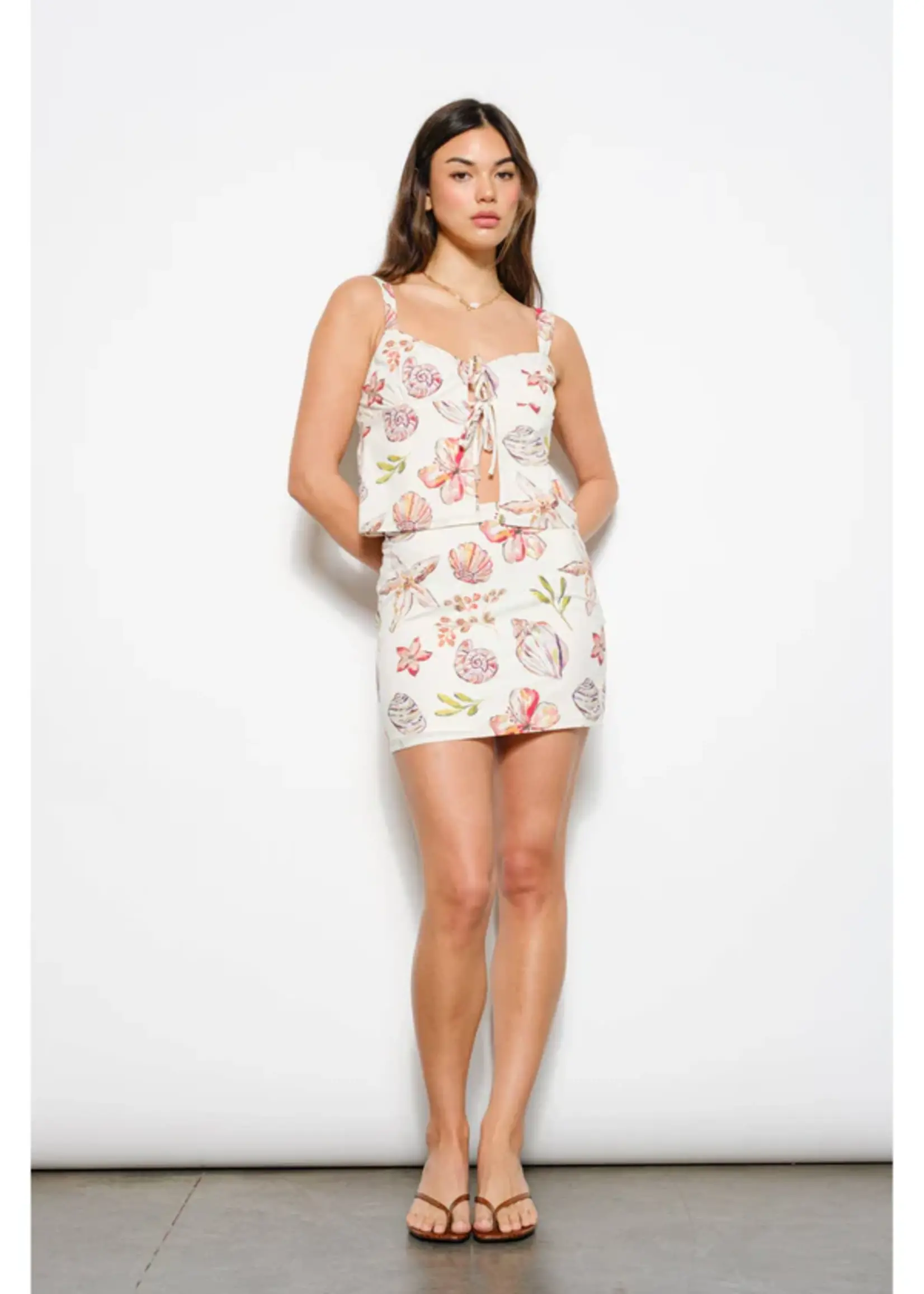 pretty garbage Shell Print Mini Skirt
