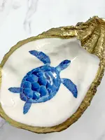 Grit & Grace Decoupage Oyster Jewelry Dish: Marine Turtle