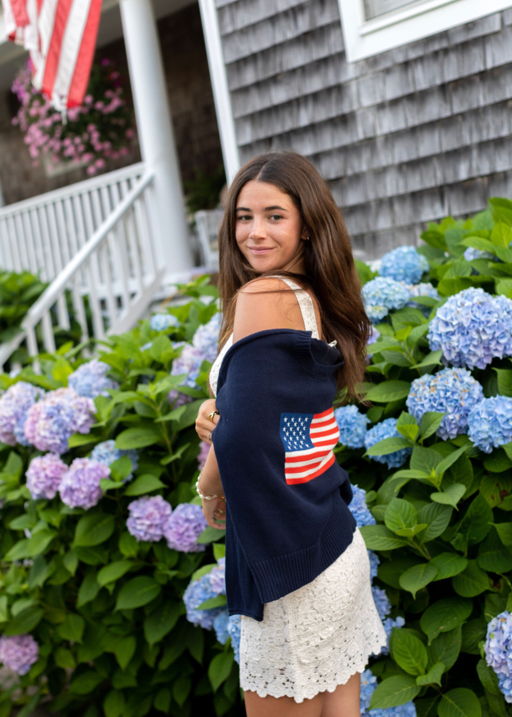Ellsworth & Ivey American Flag Classic Crew Sweater