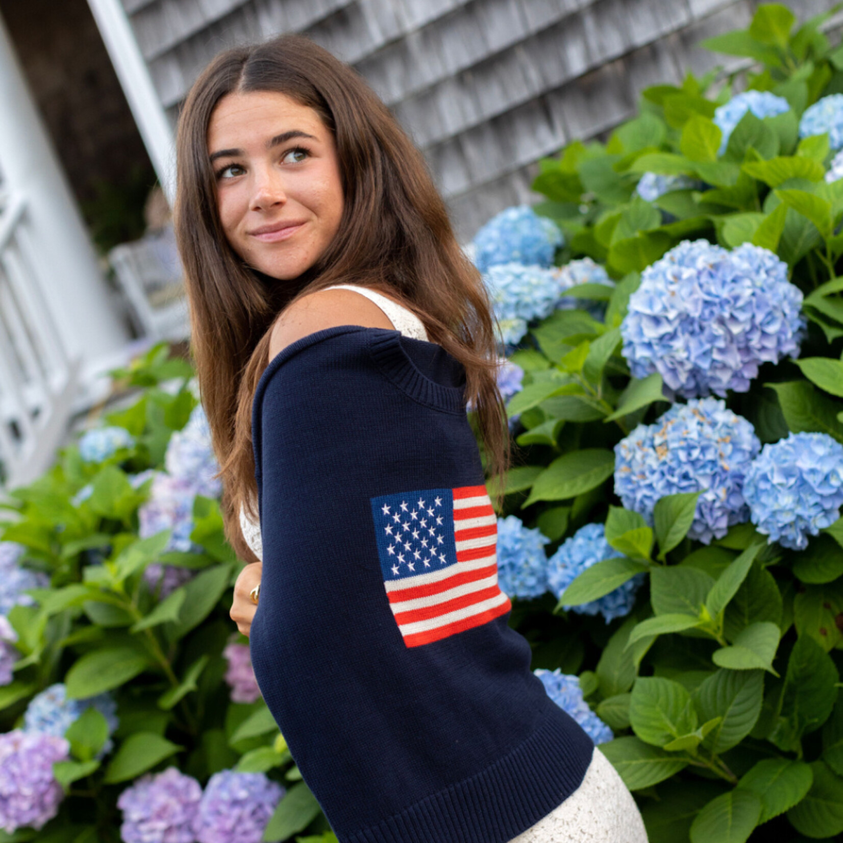 Ellsworth & Ivey American Flag Classic Crew Sweater
