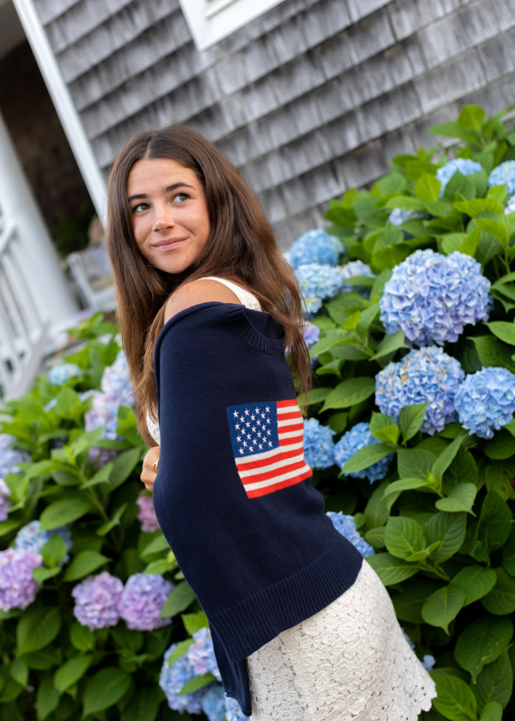 Ellsworth & Ivey American Flag Classic Crew Sweater