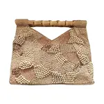 Tiana Natural Wooden Beads Bamboo Handle Clutch CO BH 1864