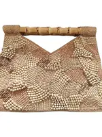 Tiana Natural Wooden Beads Bamboo Handle Clutch CO BH 1864
