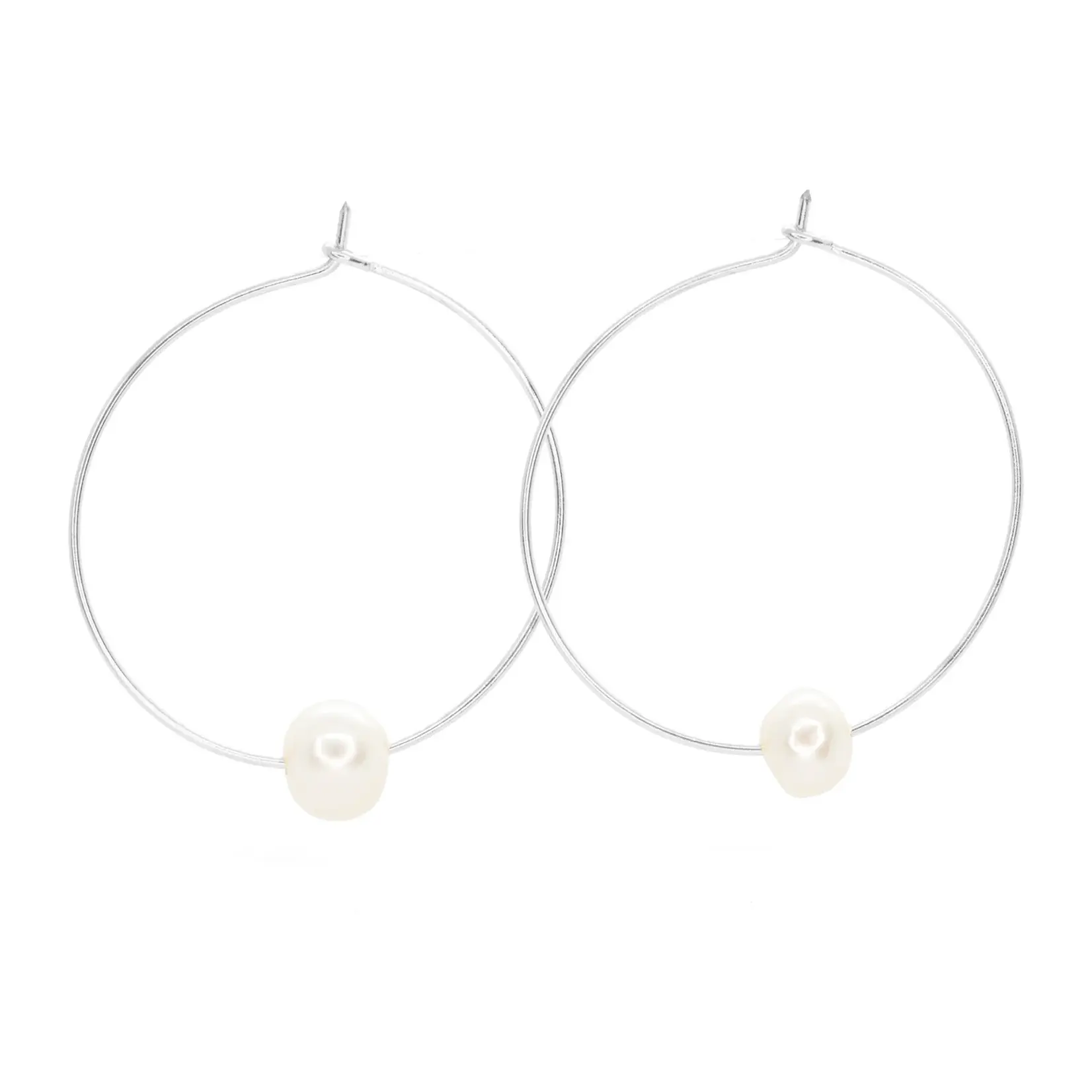 Salty Cali Freshwater Pearl Hoops - Salty Shells