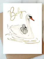 Swans Baby Greeting Card | New Mom Baby Card