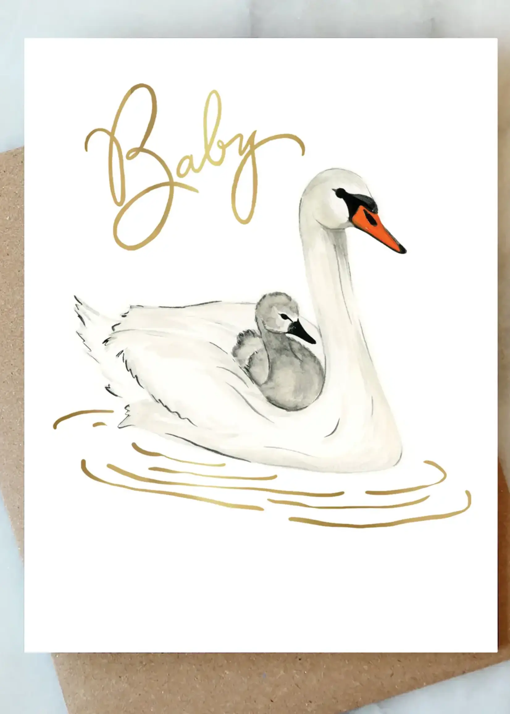 Swans Baby Greeting Card | New Mom Baby Card