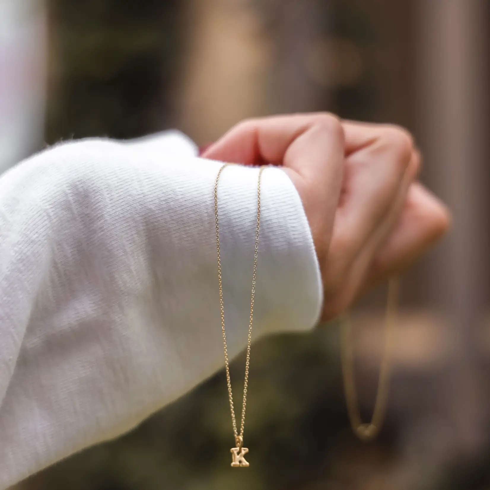 Tiny Initial on 16-18" Chain Necklace