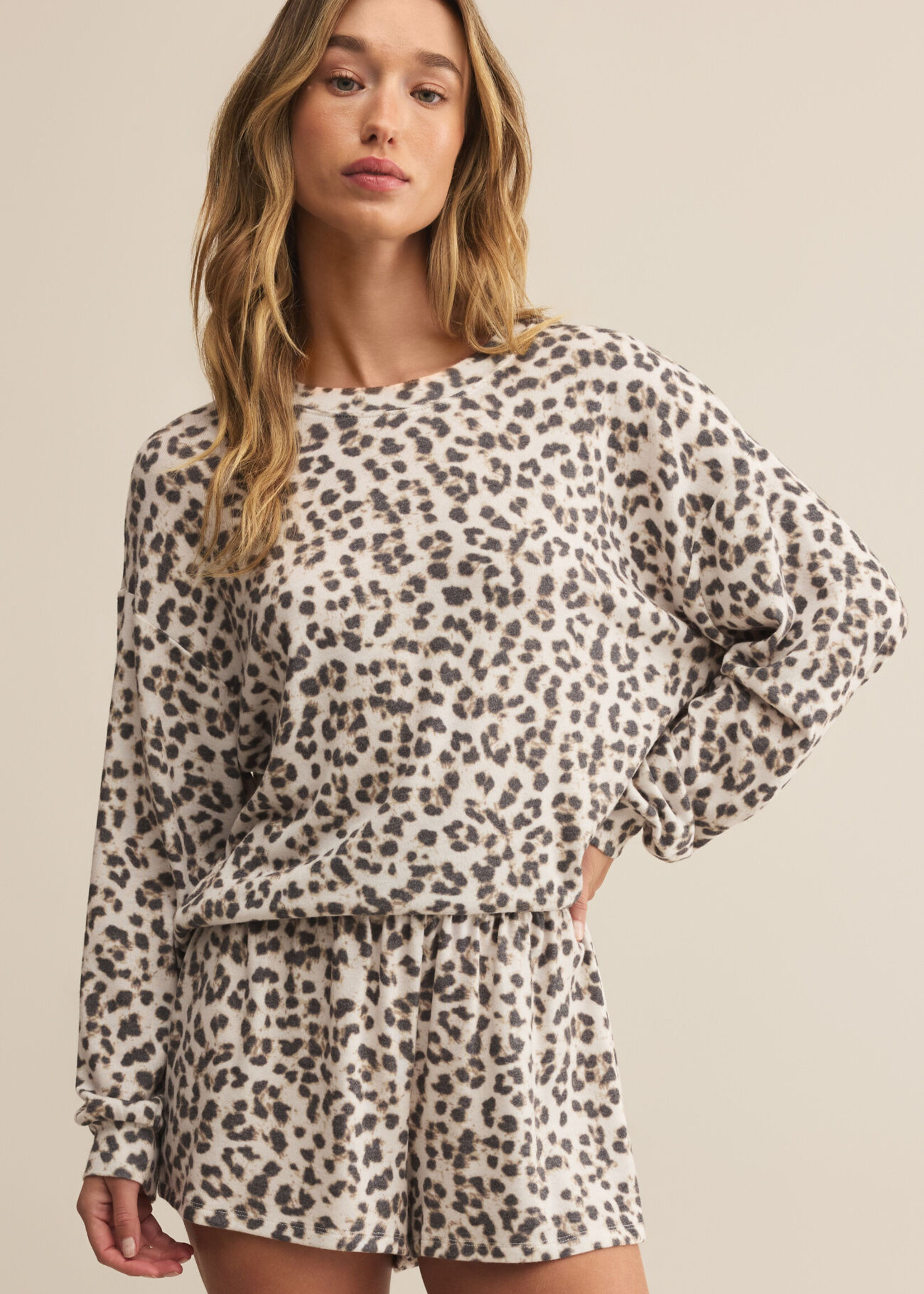 Z Supply Luxe Leopard LS Top
