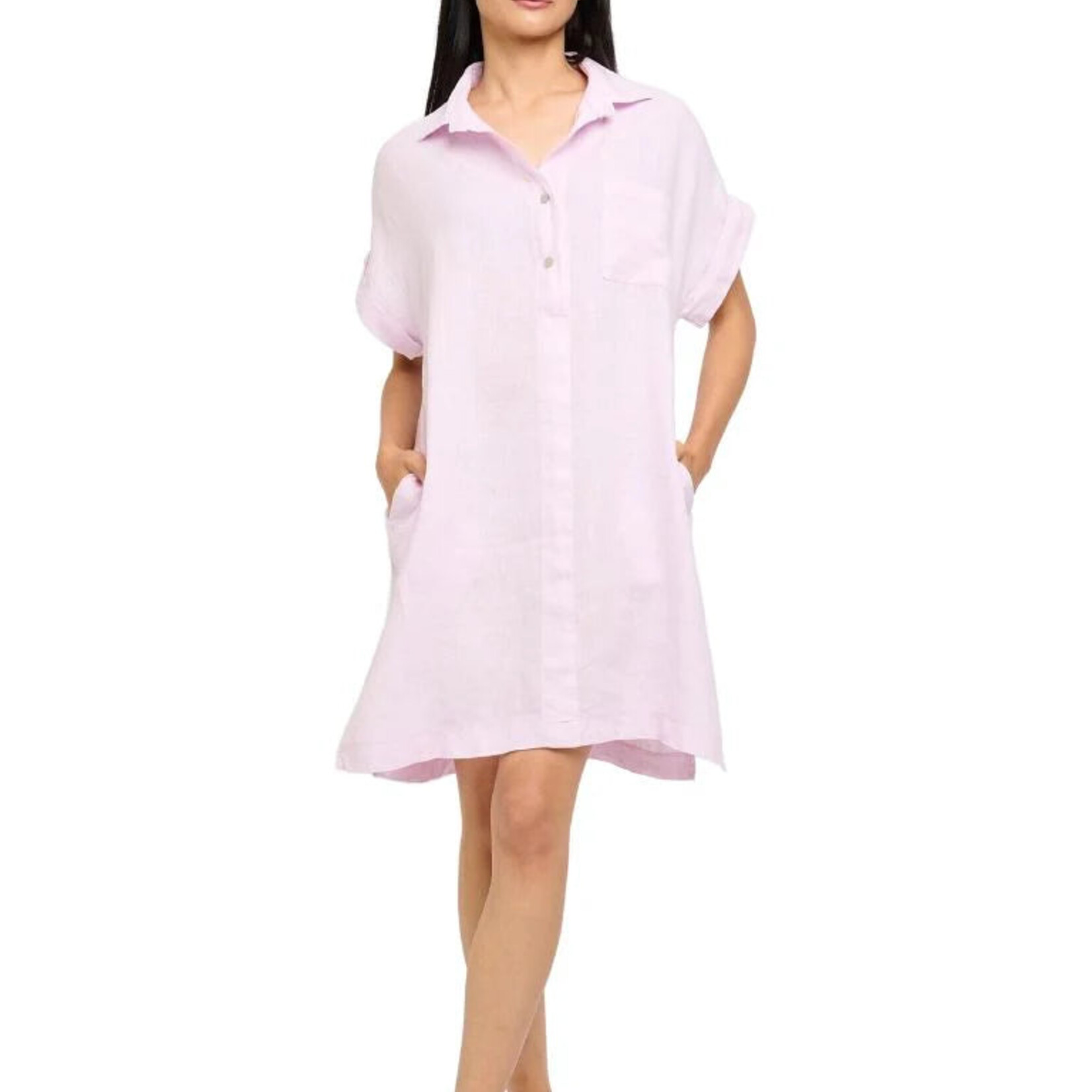 Linen Button Down Blouse Dress