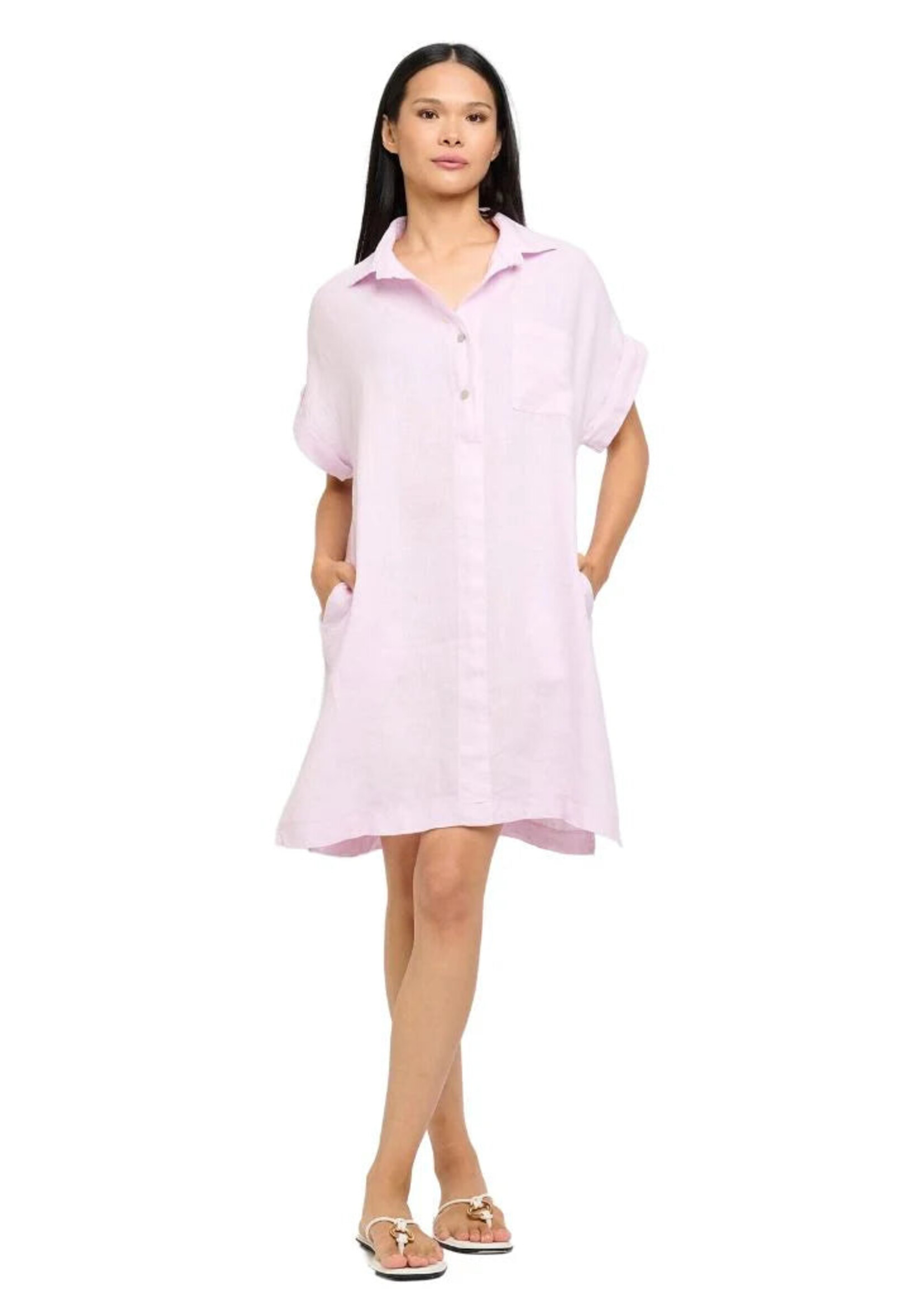Linen Button Down Blouse Dress