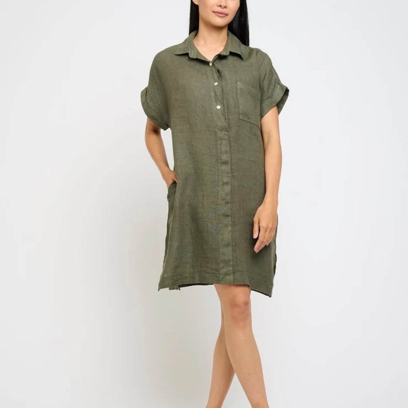 Linen Button Down Blouse Dress