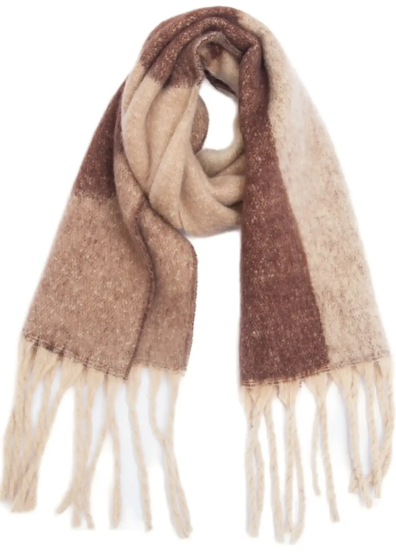 Adorro Soft Chunky Abstract Fleece Scarf With Tassel